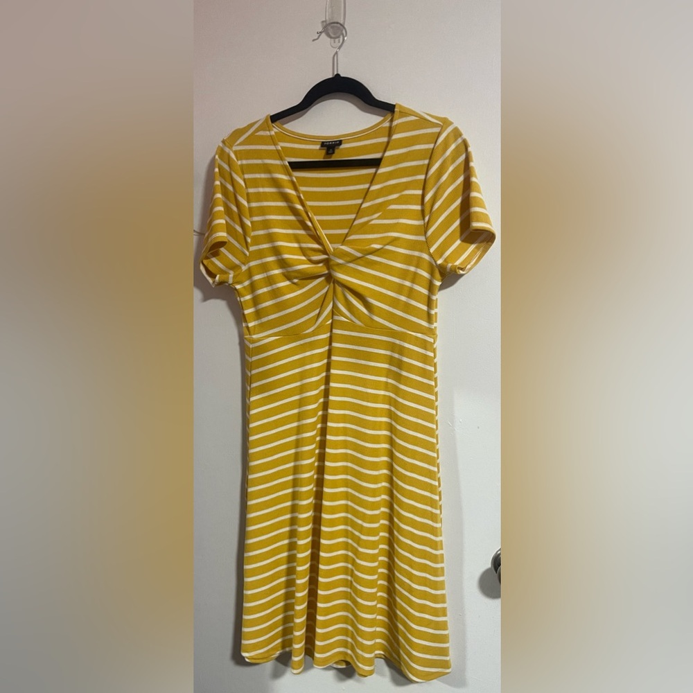 Yellow striped midi dress